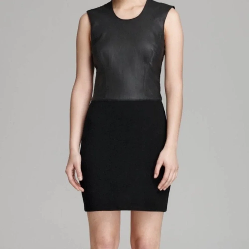 Helmut Lang Leather NWOT Size M Knit Dress Black